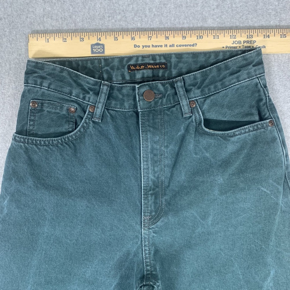 Nudie Jeans Clean Eileen Womens 27 Racing Green Wide Leg High Rise Denim Pants - Picture 8 of 14